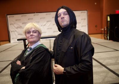 Snape and Malfoy cosplay pose together